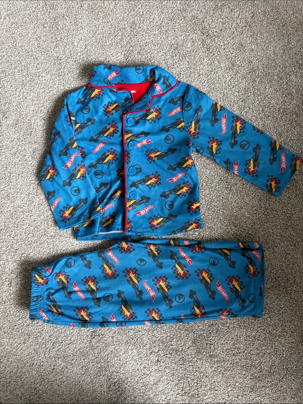 Hot Wheels Blue Flanel Car Print Pajama Set